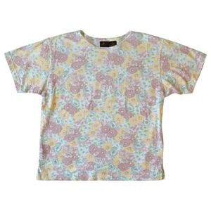 Lizsport Floral Tee Shirt Pastel Allover Print Size Medium
